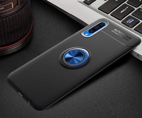 Чехол TPU Ring для Samsung Galaxy A50 2019 / A505 бампер оригинальный с кольцом Black-Blue