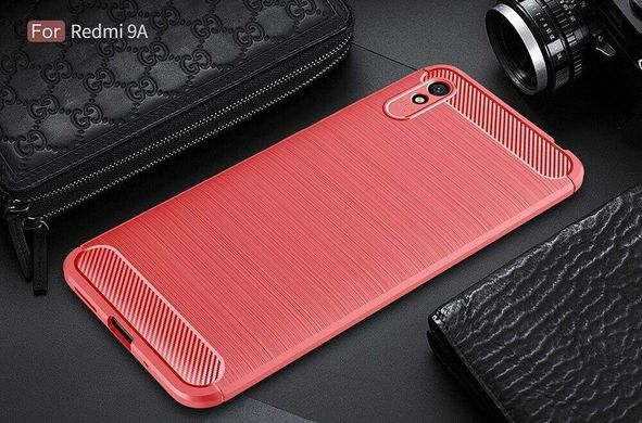 Чехол Carbon для Xiaomi Redmi 9A противоударный бампер Red