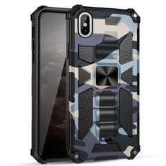 Чехол Military Shield для Iphone XS бампер противоударный с подставкой Navy-Blue