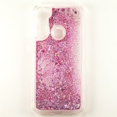 Чехол Glitter для Xiaomi Redmi Note 8 Бампер Жидкий блеск сердце розовый
