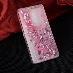 Чехол Glitter для Xiaomi Redmi Note 4x / Note 4 Global version Бампер жидкий блеск сердце розовый УЦЕНКА