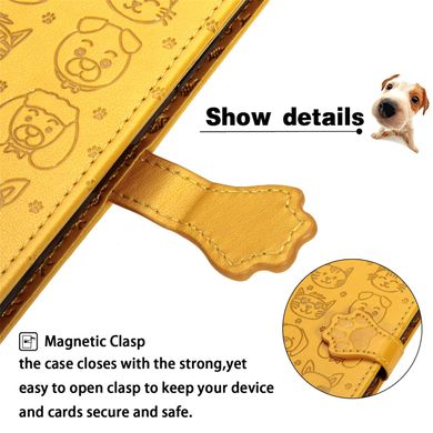 Чехол Embossed Cat and Dog для Xiaomi Redmi Note 9 книжка кожа PU с визитницей желтый