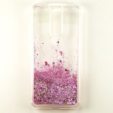 Чехол Glitter для Xiaomi Redmi 8A Бампер Жидкий блеск Сердце Розовый