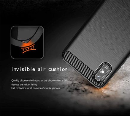 Чехол Carbon для Xiaomi Redmi 9A противоударный бампер Black