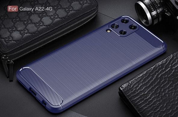 Чехол Carbon для Samsung Galaxy A22 / A225 бампер противоударный Blue