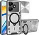 Чехол Magnetic Shield для Xiaomi Poco M6 4G бампер противоударный с подставкой кольцом Silver