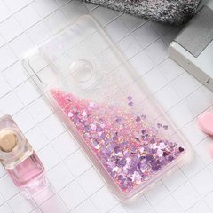 Чехол Glitter для Samsung Galaxy A20S 2019 / A207F бампер Жидкий блеск сердце Розовый
