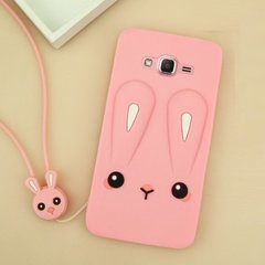 Чохол Funny-Bunny для Samsung Galaxy J7 2015 / J700 Бампер гумовий заєць Рожевий