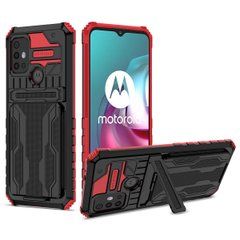Чехол Ruilean для Motorola Moto G30 бампер противоударный с подставкой Black-Red