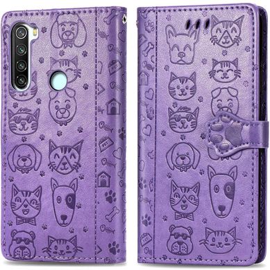 Чехол Embossed Cat and Dog для Xiaomi Redmi Note 8 книжка кожа PU Purple