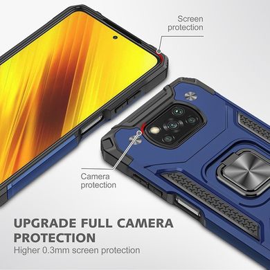 Чехол Protector для Xiaomi Poco X3 / X3 Pro бампер противоударный с подставкой Dark-Blue