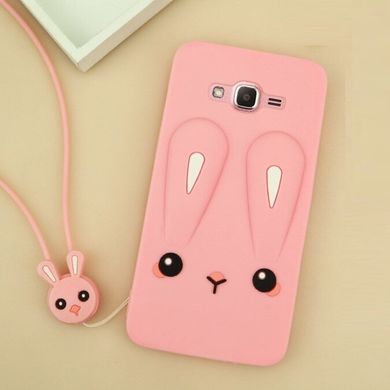 Чохол Funny-Bunny для Samsung Galaxy J7 2015 / J700 Бампер гумовий заєць Рожевий