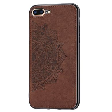 Чехол Embossed для Iphone 7 Plus / 8 Plus бампер накладка тканевый коричневый