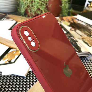 Чехол Color-Glass для Iphone XS бампер с защитой камер Red
