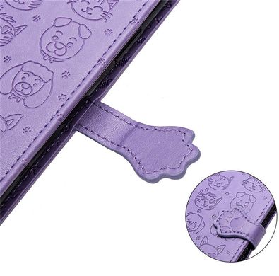 Чохол Embossed Cat and Dog для Xiaomi Redmi Note 8 книжка шкіра PU Purple