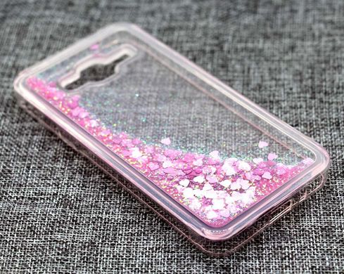 Чехол Glitter для Samsung Galaxy J7 Neo / J701F Бампер Жидкий блеск сердце розовый