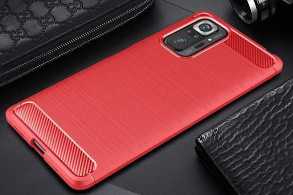 Чохол Carbon для Xiaomi Redmi Note 10 Pro протиударний бампер Red