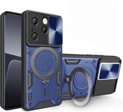 Чохол Magnetic Shield для Tecno Spark 20 Pro бампер протиударний з підставкою кільцем Blue