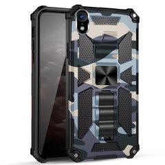 Чехол Military Shield для Iphone XR бампер противоударный с подставкой Navy-Blue