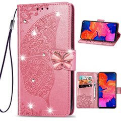 Чехол Butterfly для Xiaomi Redmi Note 8 Pro Книжка кожа PU розовый со стразами