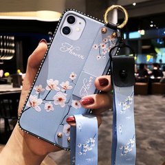 Чехол Lanyard для Iphone 12 mini бампер с ремешком Blue