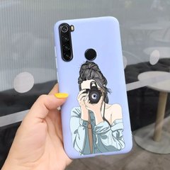 Чехол Style для Xiaomi Redmi Note 8T силиконовый бампер Голубой Girl with a camera