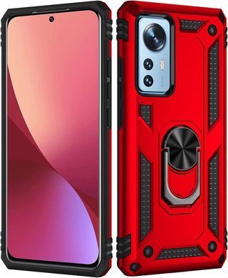 Чехол Shield для Xiaomi Redmi Note 12S бампер противоударный с подставкой Red