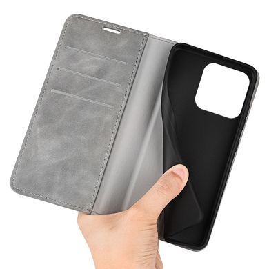 Чехол Taba Retro-Skin для iPhone 15 книжка кожа PU с визитницей серый