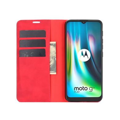 Чохол Taba Retro-Skin для Motorola Moto E7 Plus книжка шкіра PU з візитницею червоний
