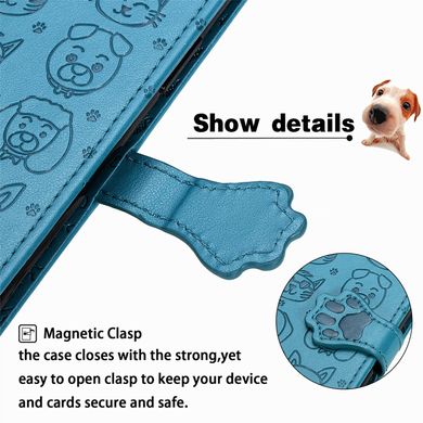 Чехол Embossed Cat and Dog для Xiaomi Redmi 9C книжка кожа PU с визитницей голубой