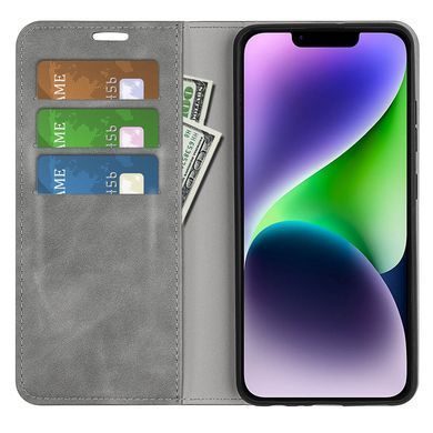 Чехол Taba Retro-Skin для iPhone 15 книжка кожа PU с визитницей серый