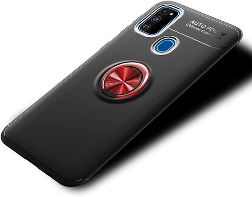 Чехол TPU Ring для Samsung Galaxy M30s / M307F бампер накладка с подставкой Black-Red