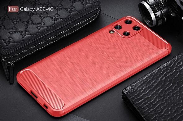 Чехол Carbon для Samsung Galaxy A22 / A225 бампер противоударный Red