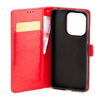 Чехол Idewei для Xiaomi Redmi Note 13 книжка кожа PU с визитницей красный