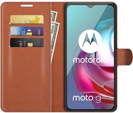 Чехол IETP для Motorola Moto G30 книжка кожа PU с визитницей коричневый