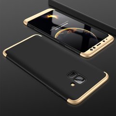 Чехол GKK 360 для Samsung A8 Plus / A730F бампер накладка Black-Gold