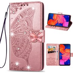 Чехол Butterfly для Xiaomi Redmi Note 8 Pro Книжка кожа PU Rose-Gold со стразами