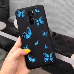 Чехол Style для Xiaomi Redmi Note 8 Pro силиконовый бампер Черный Dark Blue Butterflies