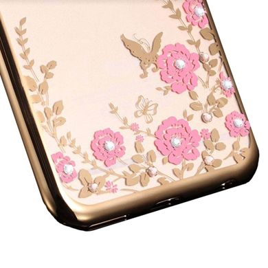 Чехол Luxury для Iphone XS бампер со стразами ультратонкий Gold
