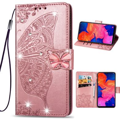Чехол Butterfly для Xiaomi Redmi Note 8 Pro Книжка кожа PU Rose-Gold со стразами