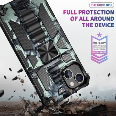 Чехол Military Shield для Iphone 14 бампер противоударный с подставкой Turquoise