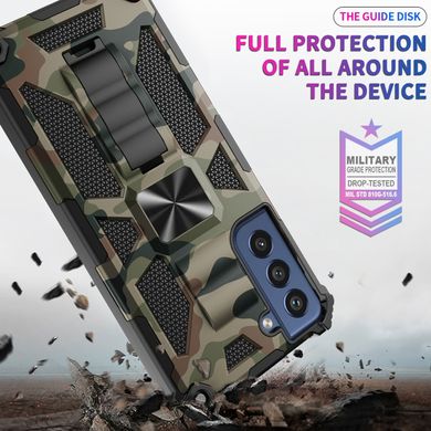 Чехол Military Shield для Samsung Galaxy S21 FE / G990 бампер противоударный с подставкой Khaki