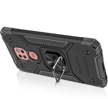 Чехол Protector для Motorola Moto E7 Plus бампер противоударный с подставкой Black