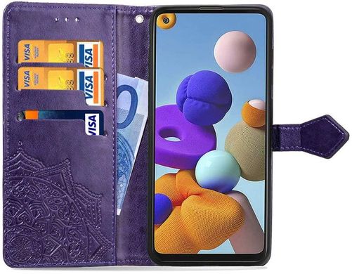 Чехол Vintage для Samsung Galaxy A21s 2020 / A217F книжка кожа PU с визитницей фиолетовый
