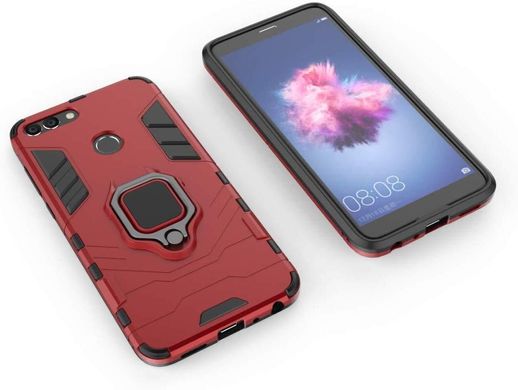 Чехол Iron Ring для Huawei P Smart 2018 / FIG-LX1 / FIG-LA1 бронированный Бампер Броня Red