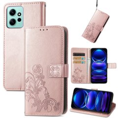Чехол Clover для Xiaomi Redmi Note 12 книжка кожа PU с визитницей с визитницей розовое золото
