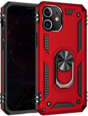 Чехол Shield для Iphone 12 бронированный Бампер с подставкой Red