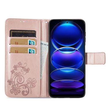 Чехол Clover для Xiaomi Redmi Note 12 книжка кожа PU с визитницей с визитницей розовое золото