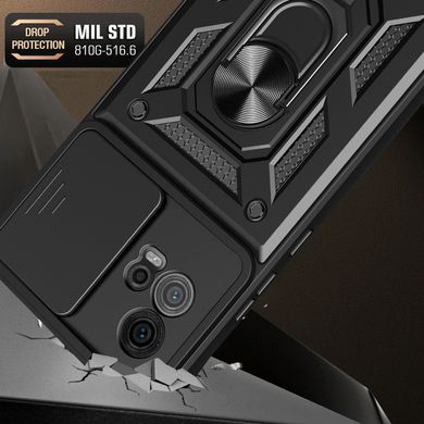 Чехол Hide Shield для Motorola Moto G72 бампер противоударный с подставкой Black