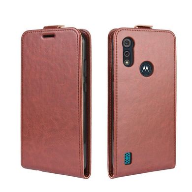 Чехол IETP для Motorola Moto E6i флип вертикальный кожа PU коричневый